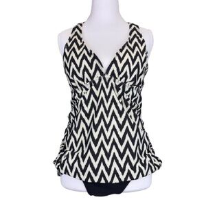 Antonio Melani Swim Tankini Chevron Top M Cupshe Bottoms M Black White Set NEW
